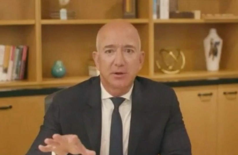 Amazon CEO Jeff Bezos testifies remotely by videoconference during a U.S. House Judiciary Subcommittee on Antitrust, Commercial and Administrative Law hearing on ''Online Platforms and Market Power'' in this screengrab made from video as the committee meets on Capitol Hill, in Washington, U.S., July 2 (credit: REUTERS)