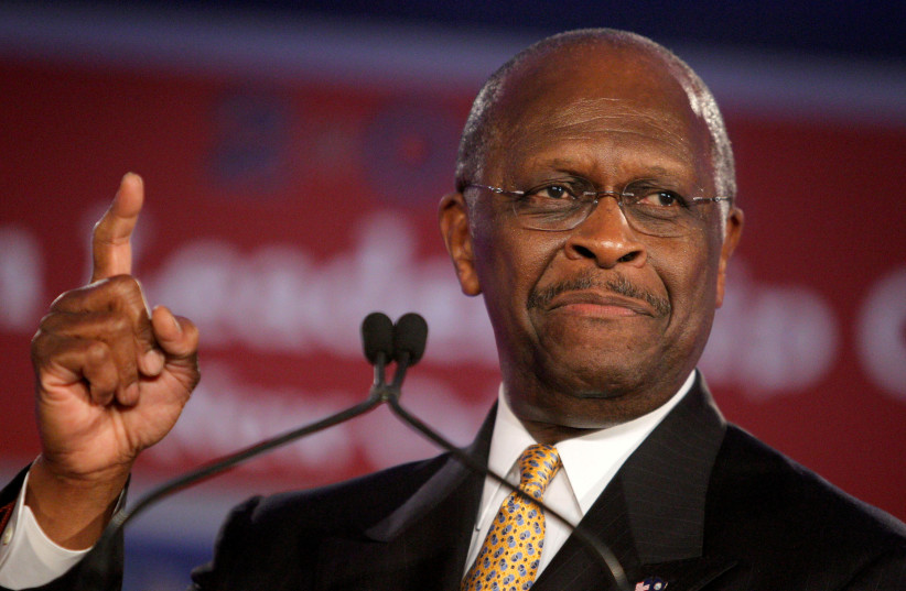 FILE PHOTO: Republican presidential hopeful Herman Cain speaks during the Republican Leadership Conference in New Orleans, Louisiana, U.S., June 17, 2011 (photo credit: REUTERS/SEAN GARDNER/FILE PHOTO)