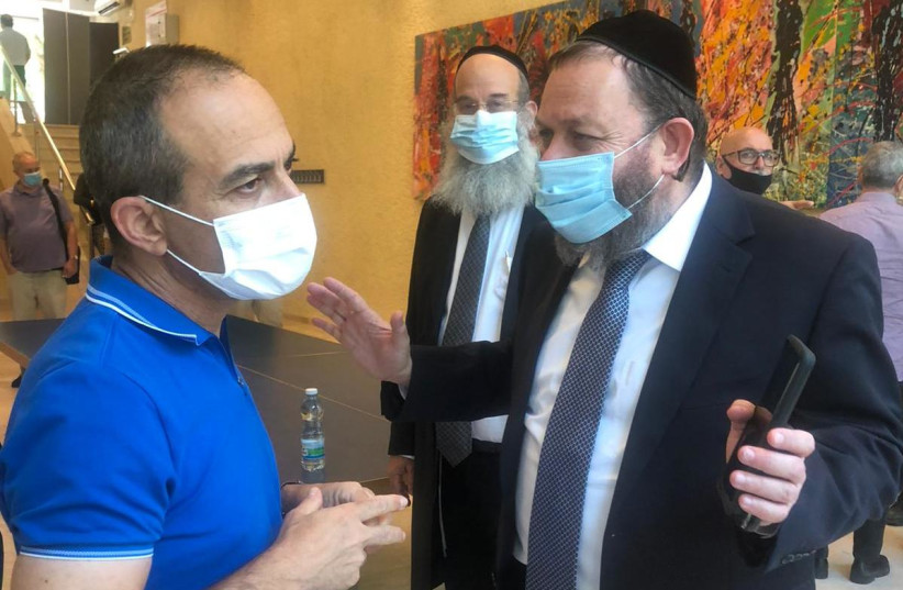 Prof. Ronni Gamzu meets with haredi leaders on Friday, Aug. 7 (photo credit: Courtesy)