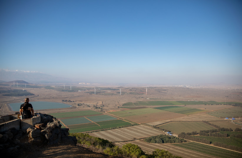 The view from Mount Bental, overlooking the border with Syria in the Golan Heights, August 22, 2020 (credit: YONATAN SINDEL/FLASH90)