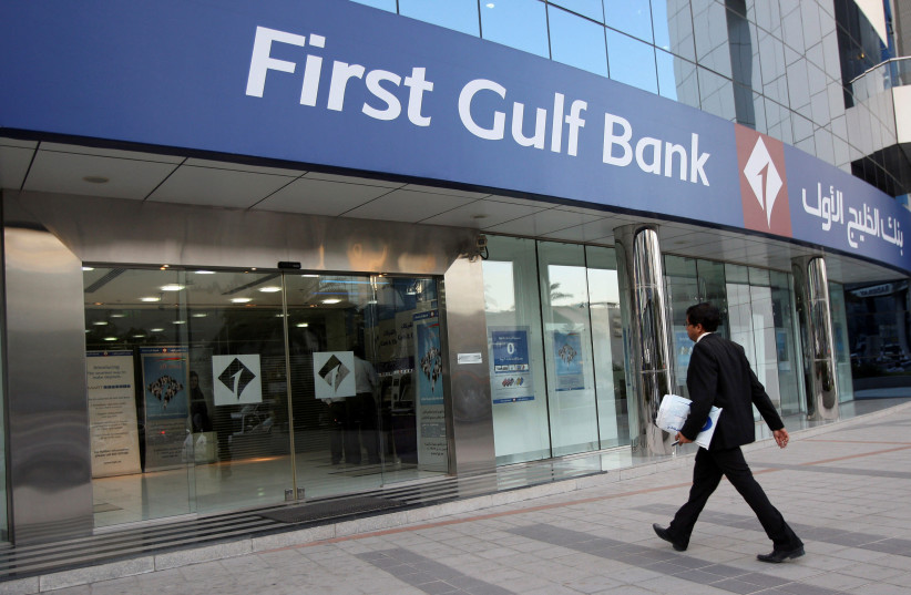 First Gulf Bank (FGB), Khalid Bin Al-Waleed Road in Dubai, UAE (photo credit: REUTERS/NIKHIL MONTEIRO/FILE PHOTO)