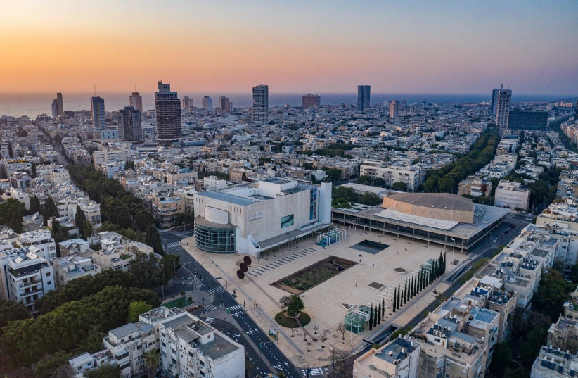 A view of Tel Aviv, including the Charles Bronfman Auditorium. (photo credit: GUY YECHIELY)