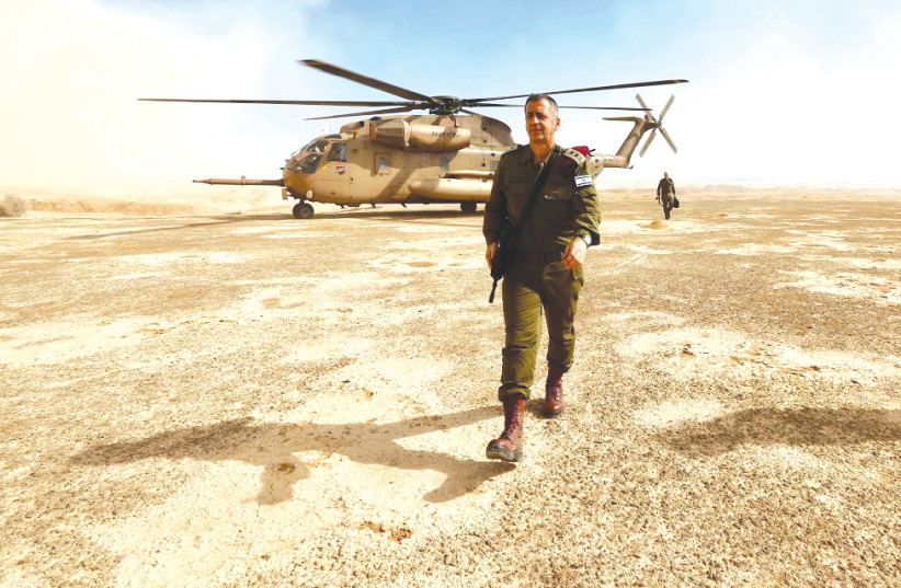 IS HIS silence democratic? Lt.-Gen. Aviv Kochavi after a recent helicopter flight. (photo credit: IDF)