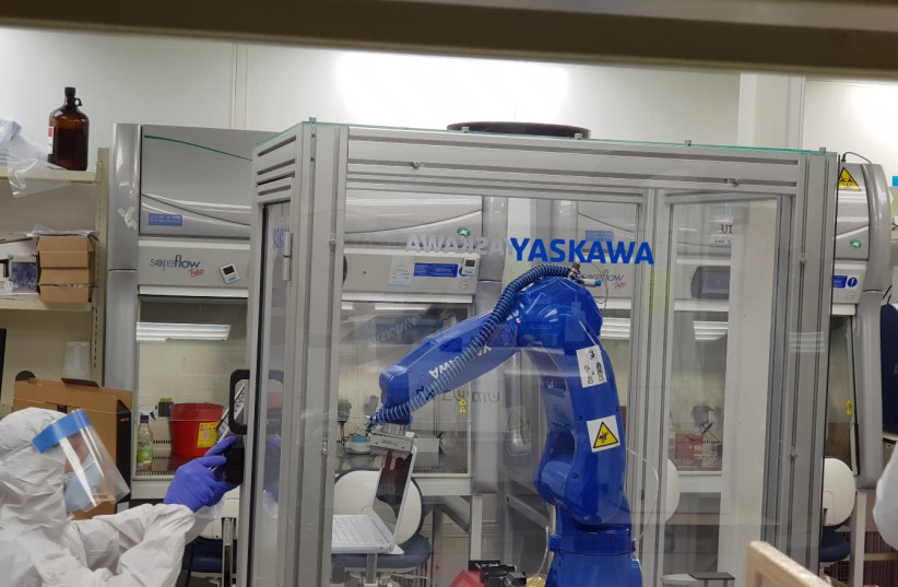 The new robotic COVID-19 testing system created by Yaskawa Europe Technology (YET) can perform 2,800 per day. (photo credit: YASKAWA EUROPE TECHNOLOGY)