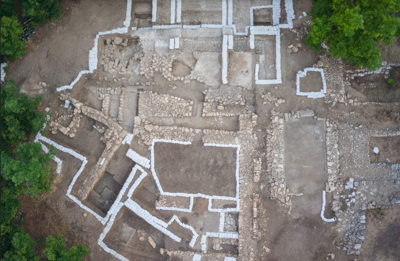 Overhead photo shows excavations (photo credit: UNIVERSITY OF HAIFA)