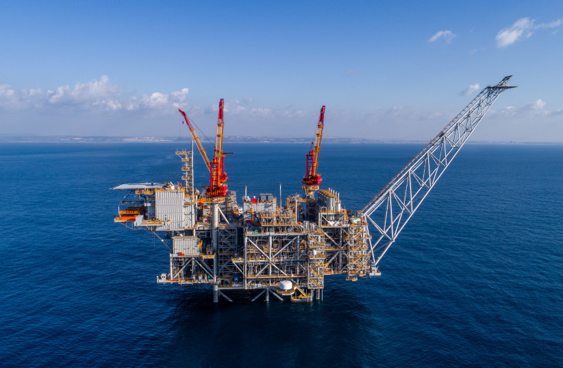 The Leviathan gas platform pictured in the Mediterranean Sea (photo credit: ALBETROS)