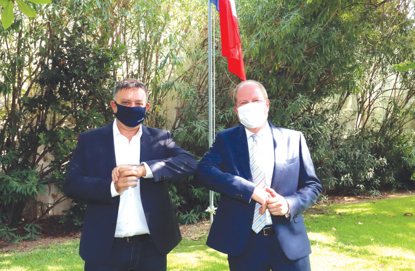 Avi Gabbay (left) and Ambassador to France, Eric Danon. (photo credit: AVIV HOFI)