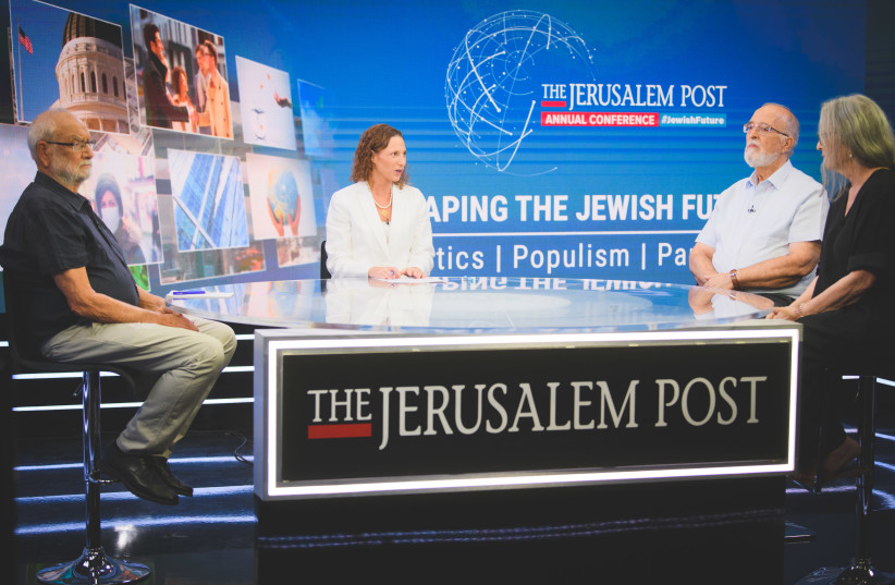 EMET Prize winners Bracha Chyutin, Yechezkel Barenholz and Yitzhak Ben Israel, The Jerusalem Post Annual Conference. (photo credit: LIOR LEV)