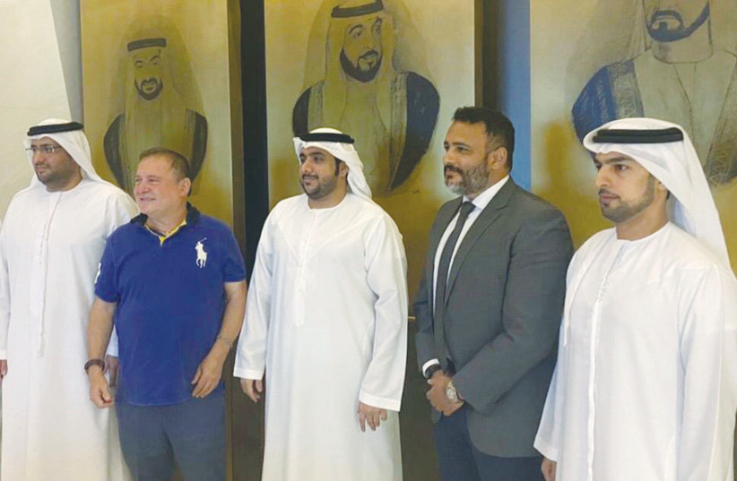 FROM LEFT: Arabian Gulf Investments chairman Khalifa Almeharbi, Moshe Indig, Khalifa Alhammadi Fathi bin Grira and Abdulla Al Rustumani.  (photo credit: COURTESY MOSHE INDIG)