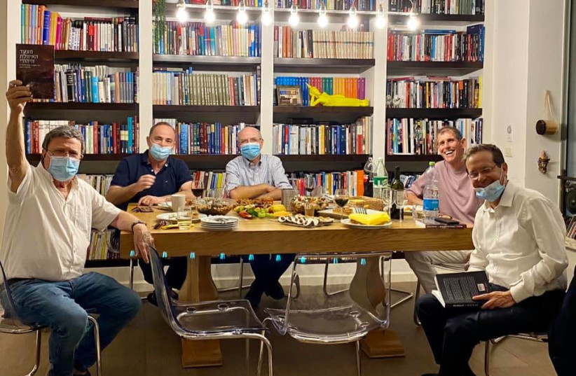 FROM LEFT TO RIGHT: Yehoram Gaon, Yuval Steinitz, Amotz Asa-El, Dov Eichenwald and Isaac Herzog. (photo credit: Courtesy)
