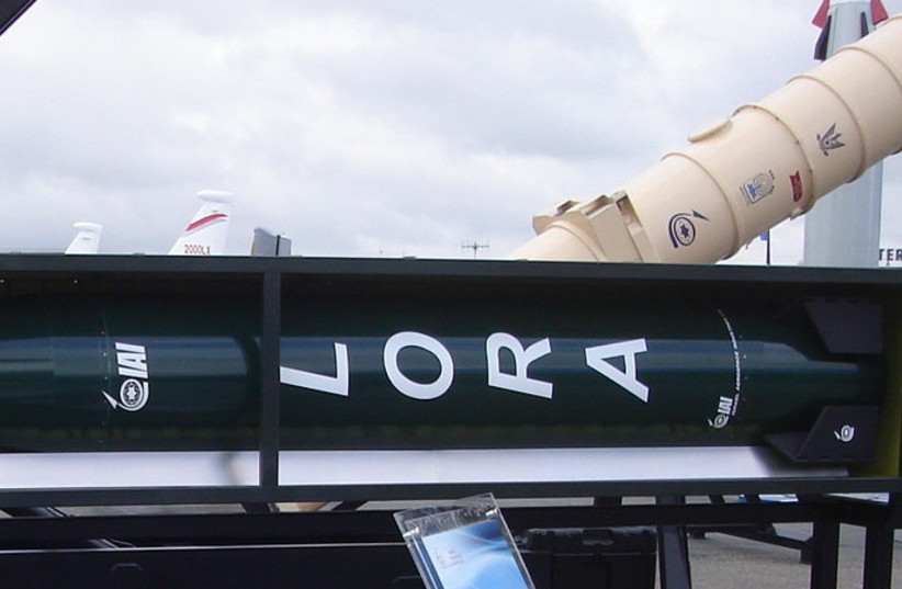 Israeli LORA missile produced by the IAI (photo credit: WIKIPEDIA)