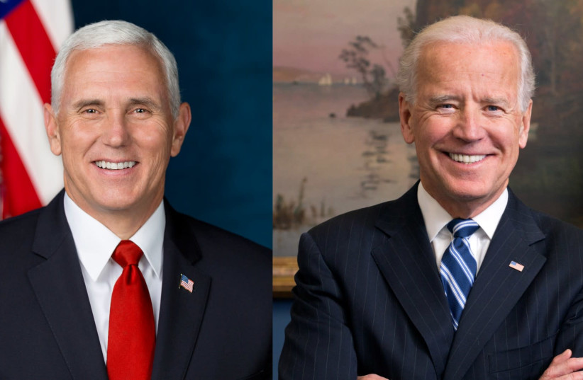 Vice President Mike Pence (Left) and Democratic presidential nominee, former vice president Joe Biden (Right) (photo credit: Wikimedia Commons)
