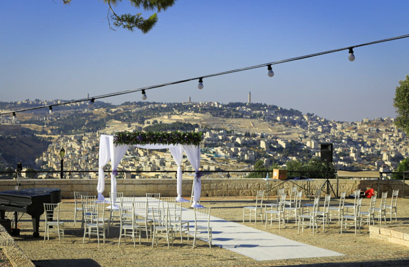 Special sites set up by the Jerusalem Municipality for weddings during the coronavirus crisis (photo credit: PINI KRISPEL)