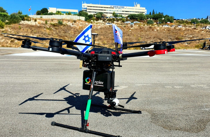 Ziv Medical Center's project to launch drones carrying medical equipment. October 2020. (photo credit: Courtesy)
