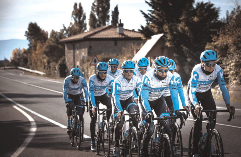 AFTER COMPETING in the Tour de France and the Giro d’Italia, the Israel Start-Up Nation riders are set for today’s Vuelta a España start, October 2020. (photo credit: NOA ARNON/ISRAEL CYCLING ACADEMY)