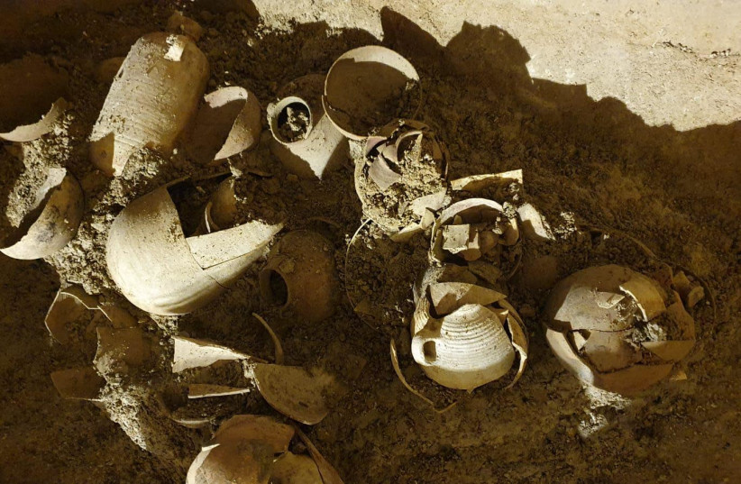 jars and complete objects from the Second Temple period discovered in archaeological digs at Beit El. (photo credit: COGAT SPOKESPERSON'S OFFICE)