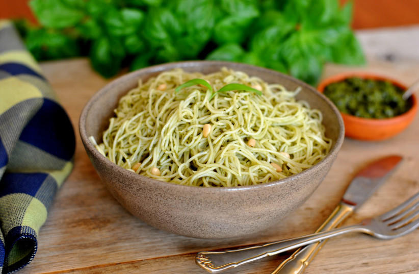 A hearty bowl of pesto pasta is a wonderful thing.  (credit: PASCALE PEREZ-RUBIN)