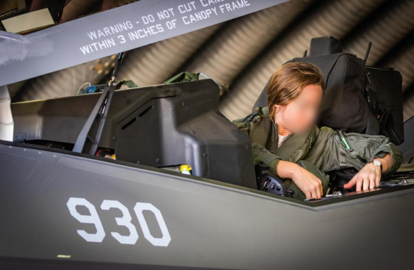 Capt. S., face concealed for security reasons, has been appointed the deputy commander of the 116th 'Southern Lion' squadron of F-35 fighter jets. (photo credit: IDF SPOKESPERSON'S UNIT)