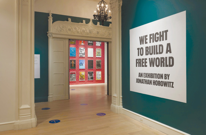 A VIEW of the ’We Fight to Build a Free World: An Exhibition’ by Jonathan Horowitz, currently at The Jewish Museum in New York. (photo credit: KRIS GRAVES)