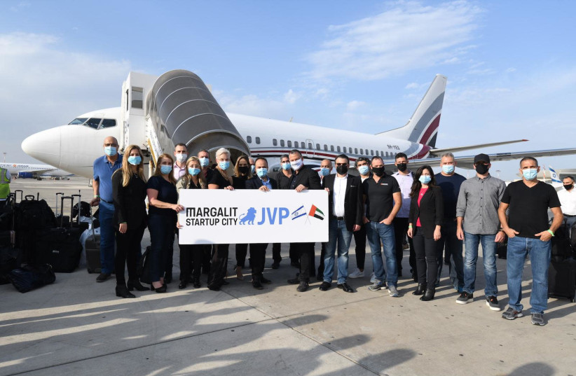 Large delegation led by entrepreneur Erel Margalit and JVP partners, includes 13 CEOs of leading Israeli technology companies in the fields of cyber, fintech, insurtech and foodtech. (photo credit: ELAD GUTMAN)