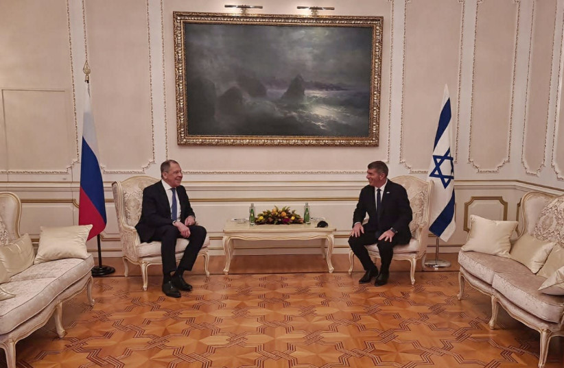 Foreign Minister Gabi Ashkenazi meets with Russian Foreign Minister Sergey Lavrov in Athens on October, 26, 2020. (photo credit: FOREIGN MINISTRY)
