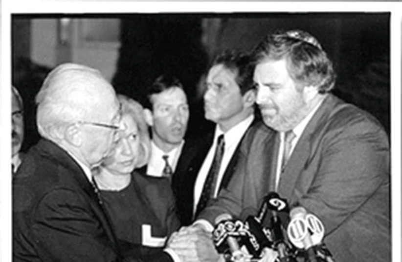 Yitzhak Rabin visits with Stephen M. Flatow. (photo credit: STEPHEN FLATOW)