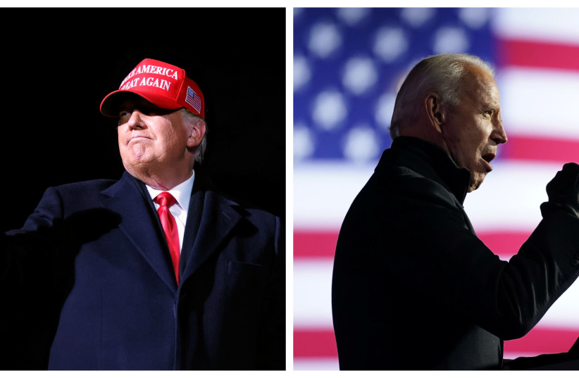US presidential nominee Joe Biden and US President Donald Trump (photo credit: REUTERS/KEVIN LAMARQUE AND CARLOS BARRIA)