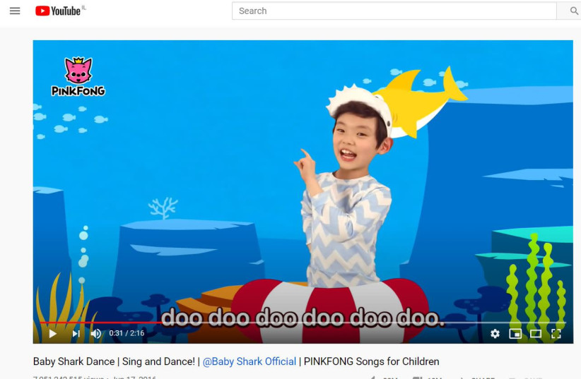 Baby Shark becomes most viewed YouTube video with over 7.05 billion views (photo credit: YOUTUBE SCREENSHOT)