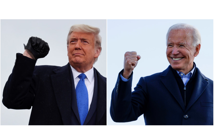 Donald Trump and Joe Biden (photo credit: REUTERS/JONATHAN ERNST/BRIAN SNYDER/FILE PHOTOS)