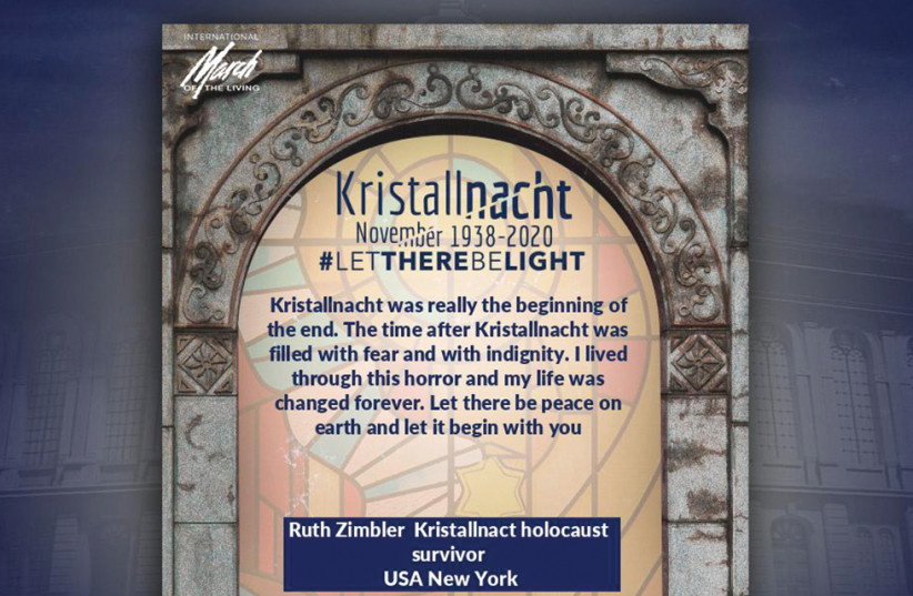 VIRTUAL PLAQUE commemorating Kristallnacht, written by Ruth Zimbler.  (photo credit: MARCH OF THE LIVING)