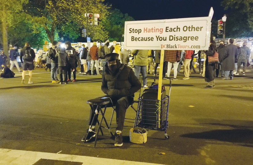 THE SCENE Wednesday night at Black Lives Matter Plaza outside the White House. (photo credit: OMRI NAHMIAS)