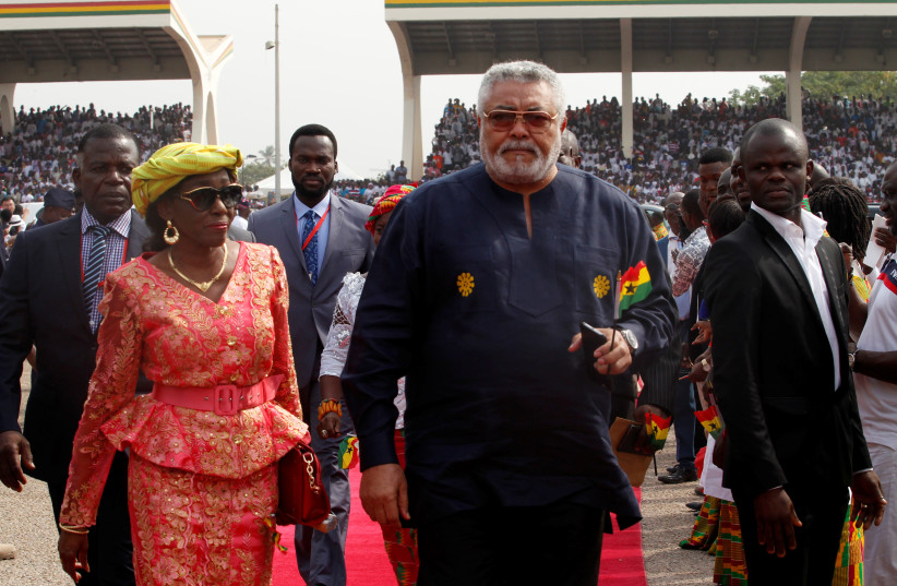Ghana's former President Jerry Rawlings arrives for the the swearing-in of Ghana's new President Nana Akufo-Addo in Accra (photo credit: REUTERS/LUC GNAGO)
