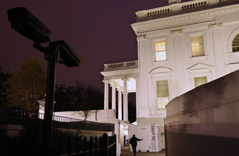 Evening light falls on the White House nine days after the presidential election in Washington, DC. on Nov. 12, 2020. President Donald Trump's campaign continues to challenge the results of the November 3 election, claiming fraud and using government lawsuits in an attempt to reverse the results an  (photo credit: CHIP SOMODEVILLA/GETTY IMAGES/JTA)