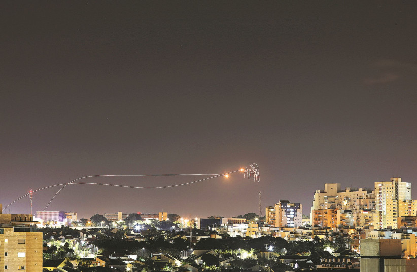 THE IRON DOME anti-missile system intercepts rockets fired from Gaza toward Israel in November 2019. (photo credit: AMIR COHEN/REUTERS)