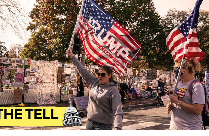 Two participants in the 'Million MAGA March' in Washington, DC. (photo credit: GETTY IMAGES)