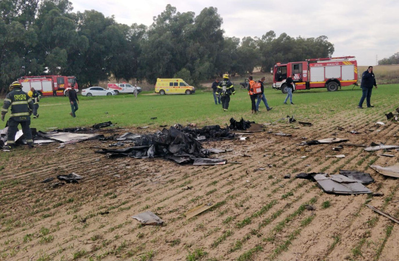 Aircraft crashes near Mishmar HaNegev, Nov. 24, 2020 (photo credit: Courtesy)