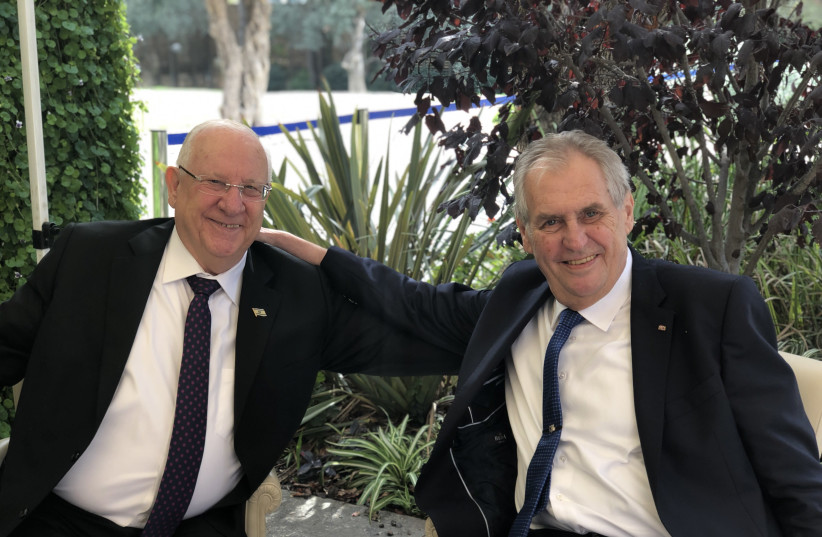 Presidents Ruvi Rivlin and Miloš Zeman meeting in Jerusalem in 2018  (photo credit: OFFICE OF THE PRESIDENT OF THE CZECH REPUBLIC)