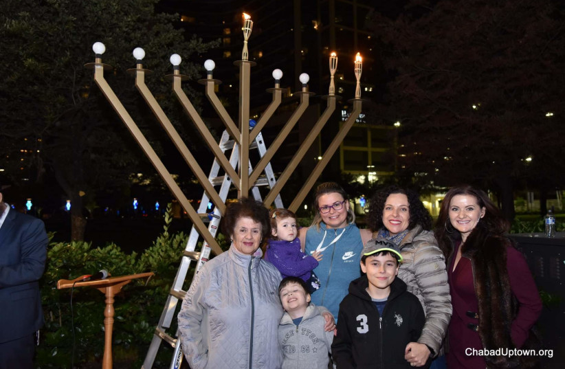 Houston's Chabad chapter lights a large menorah at City Hall every year (photo credit: YJP HOUSTON)