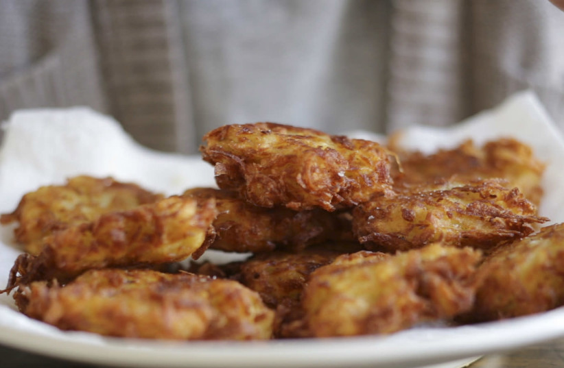 Crispy, fried and perfect latkes (photo credit: THE NOSHER/JTA)