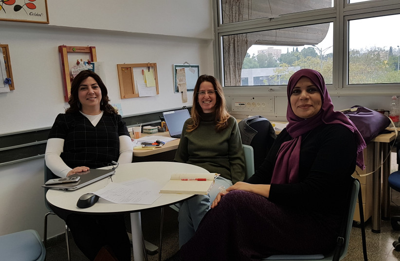 From left to right: Ben-Gurion University of the Negev's Dr. Tehila Kalagy, Prof. Orna Braun-Lewensohn and Dr. Sarah Abu-Kaf. (photo credit: Courtesy)