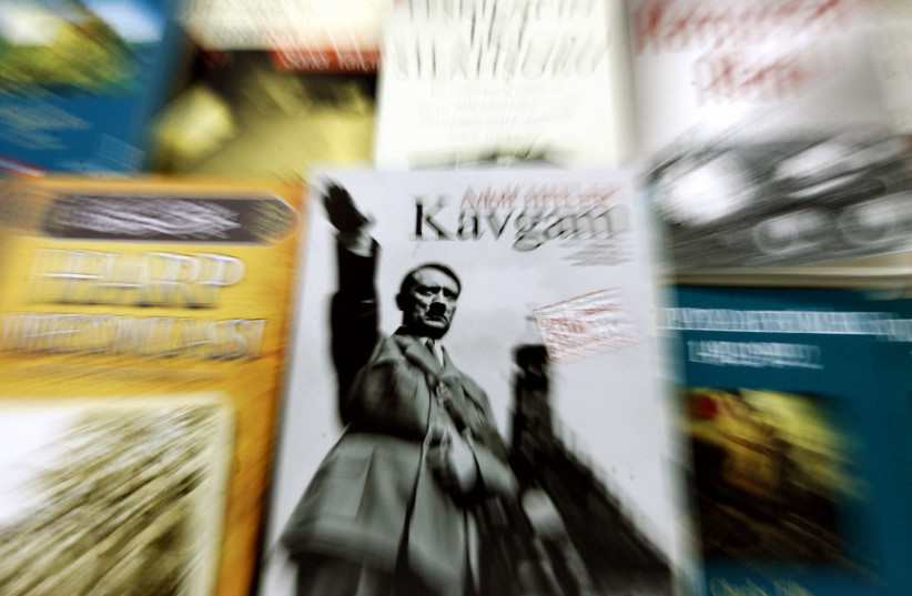 A TURKISH copy of Adolf Hitler’s ‘Mein Kampf’ on display at a bookstore in Istanbul. (photo credit: REUTERS/FATIH SARIBAS)