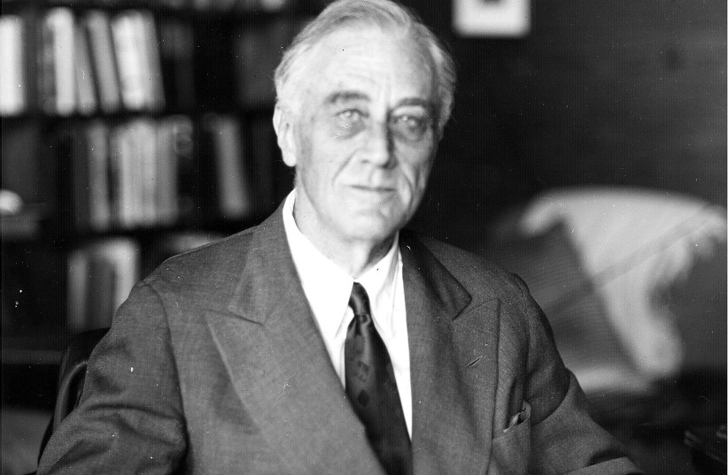 FRANKLIN DELANO ROOSEVELT – as president, he had the ability to help Jewish refugees without undermining the war effort and he had the moral responsibility to act against the murder of millions of innocent people.  (photo credit: WIKIMEDIA)