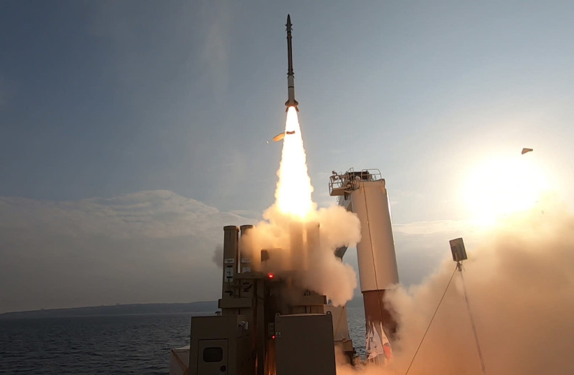 The Israel Missile Defense Organization conducts live-fire intercept tests of the David's Sling weapon system (photo credit: DEFENSE MINISTRY)