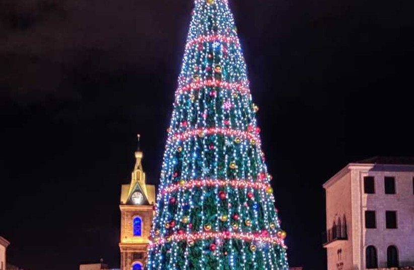 Christmas tree in Jaffa in Dec. 2021 (photo credit: GAL GASHMA)
