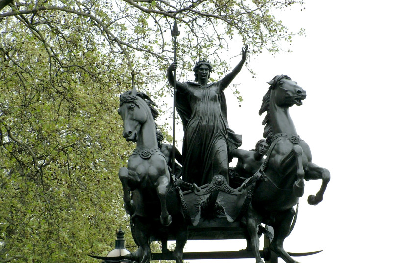 The bronze sculpture of Boadicea and Her Daughters in London, created by Thomas Thornycroft. (photo credit: Wikimedia Commons)