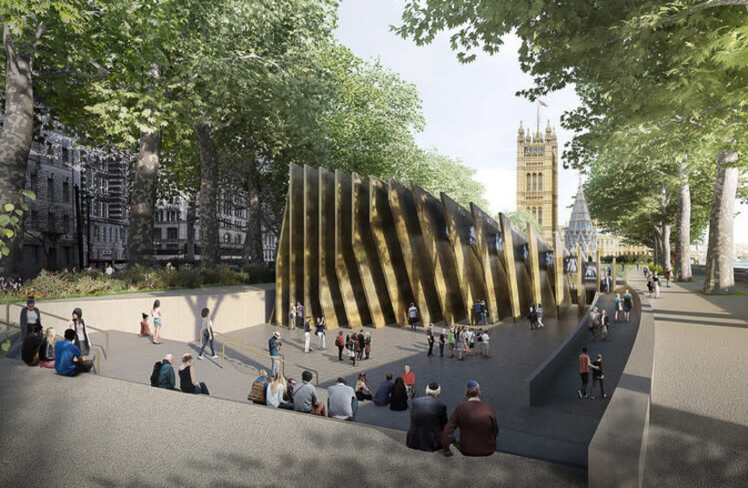 The proposed design by Adjaye Associates for Britain’s new National Holocaust Memorial and Learning Center sited in Victoria Tower Gardens adjacent to the Houses of Parliament. (photo credit: Courtesy)