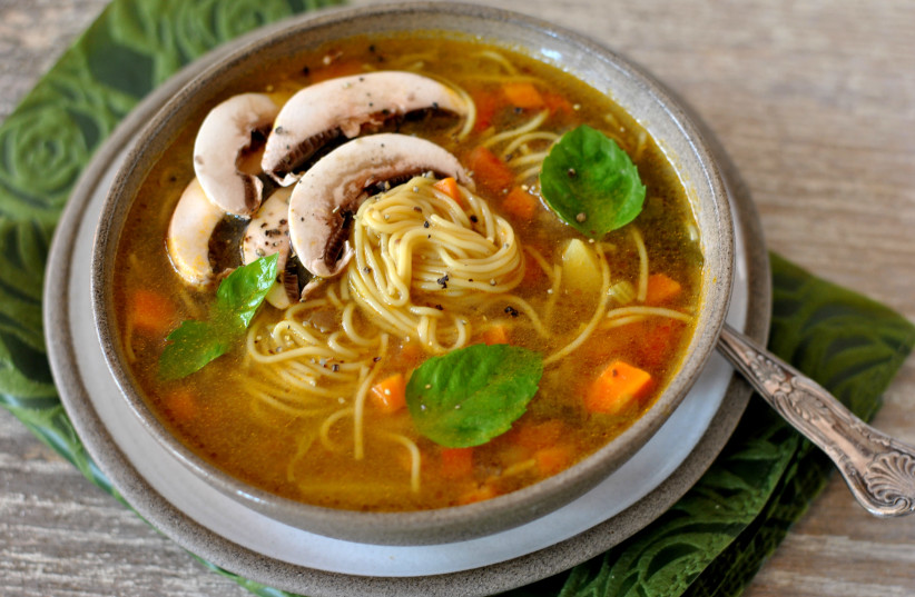 Noodle and mushroom soup (photo credit: PASCALE PEREZ-RUBIN)
