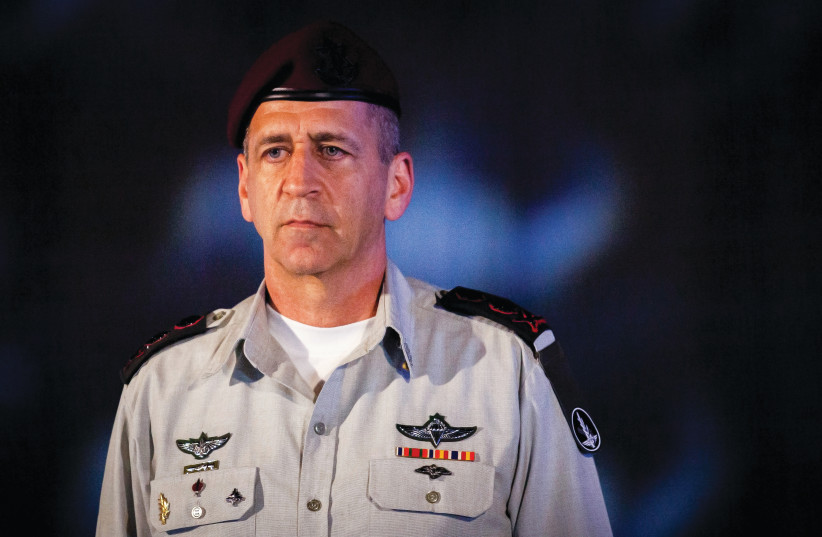 IDF Chief of Staff Lt. Gen. Aviv Kochavi at a graduation ceremony of naval officers at the Haifa naval base in March (photo credit: FLASH90)