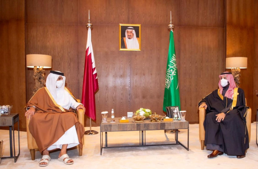 SAUDI ARABIAN Crown Prince Mohammed bin Salman (right) meets Qatar’s Emir Sheikh Tamim bin Hamad al-Thani in Saudi Arabia last week.  (credit: REUTERS)