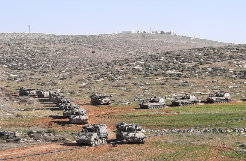 IDF artillery drill in South Hebron Hills (photo credit: SOUTH HEBRON HILLS REGIONAL COUNCIL)